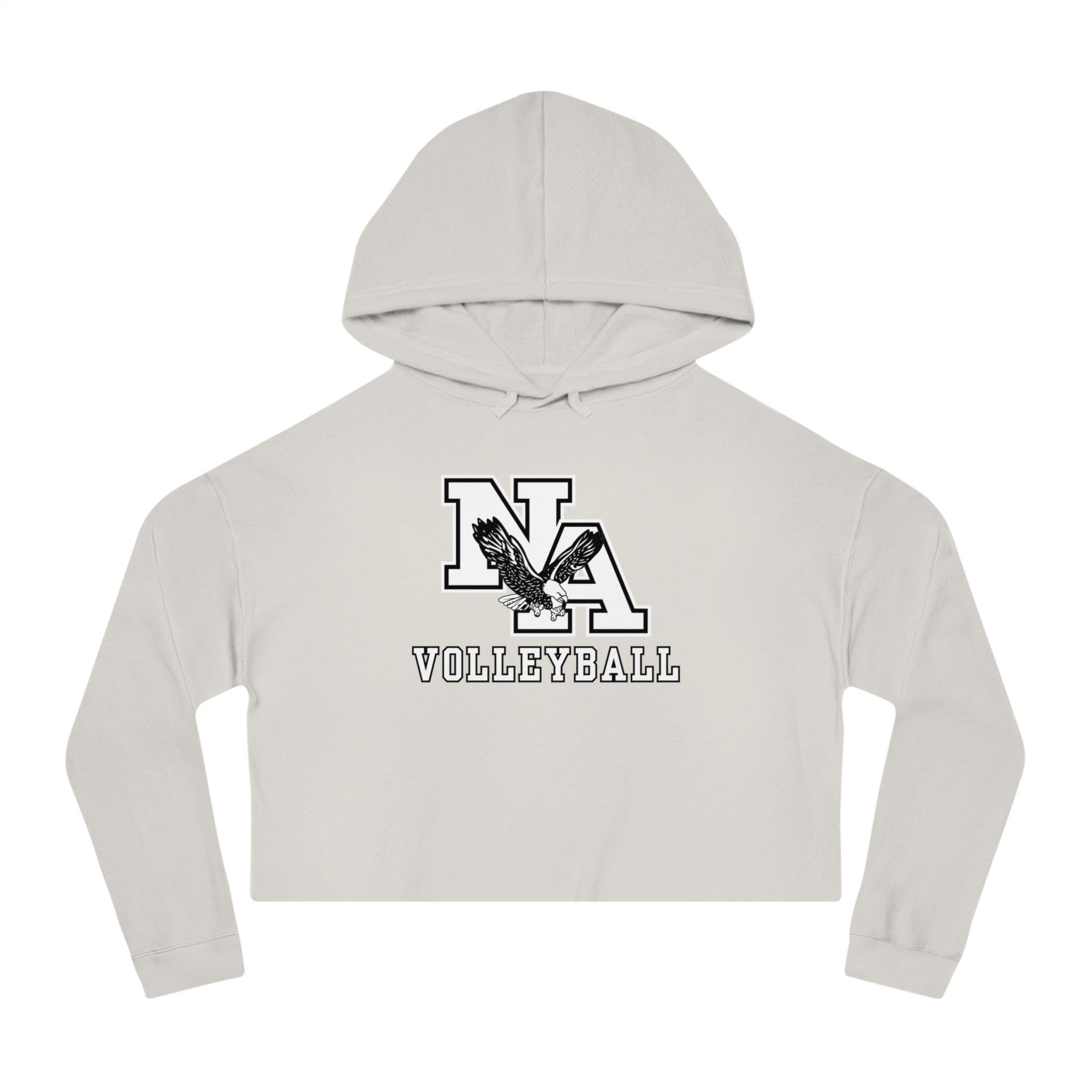 Women's New Albany Volleyball Classic White and Black Logo Graphic Crop Hoodie