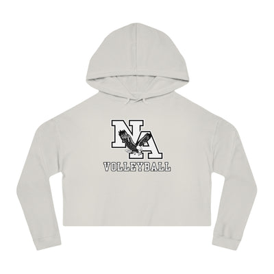 Women's New Albany Volleyball Classic White and Black Logo Graphic Crop Hoodie