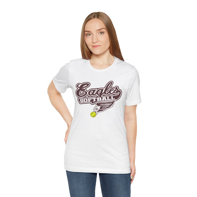 Adult Unisex Sporty Script Softball Eagles Graphic Short Sleeve Soft Tee