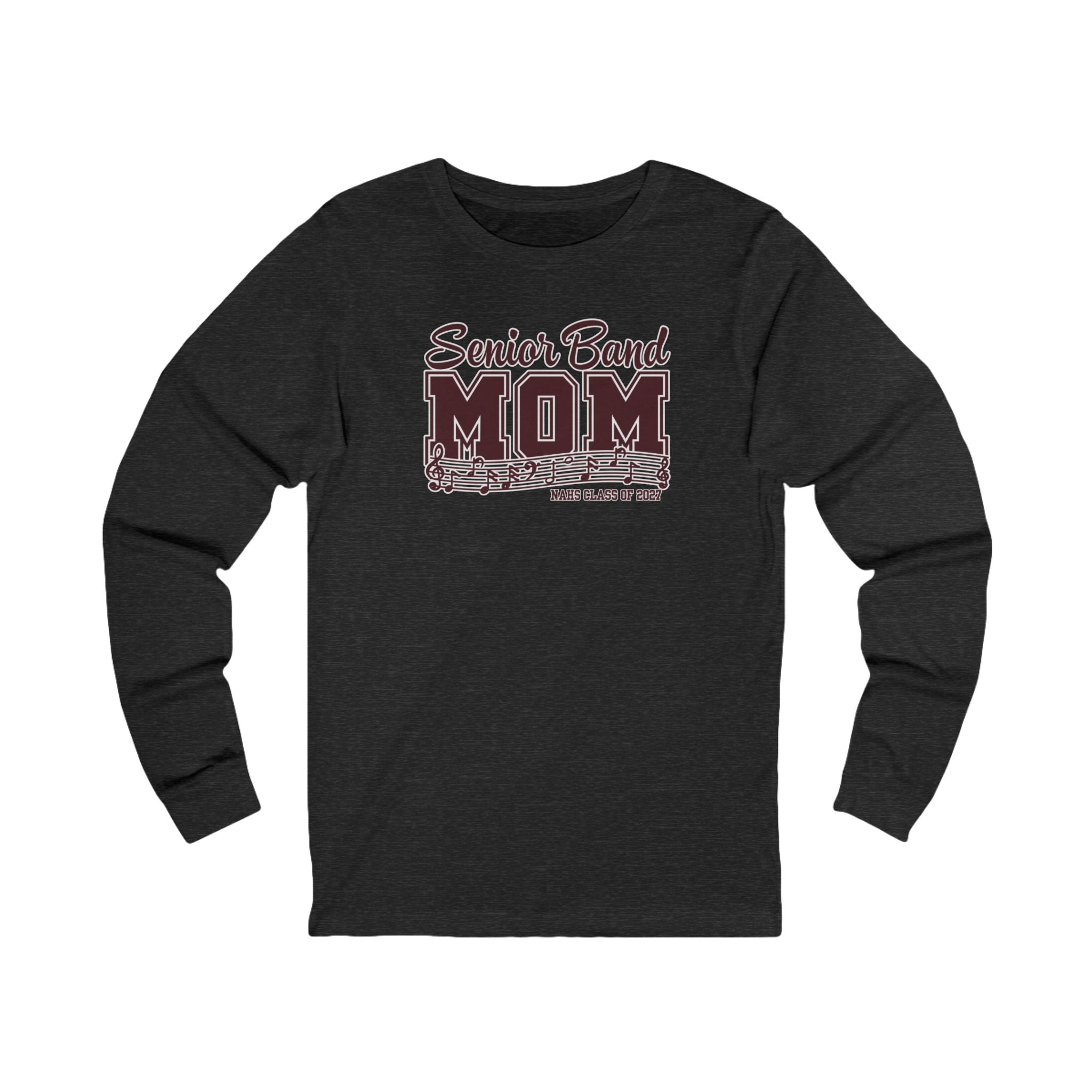 Adult Unisex New Albany 2027 Senior Band Mom Graphic Long Sleeve Bella + Canvas Soft Tee