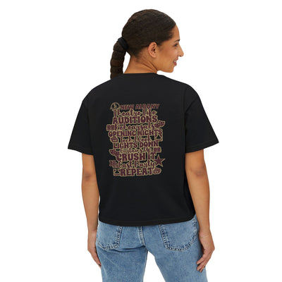 Women's New Albany Theatre Cast & Crew Graphic Boxy Crop Short Sleeve Tee