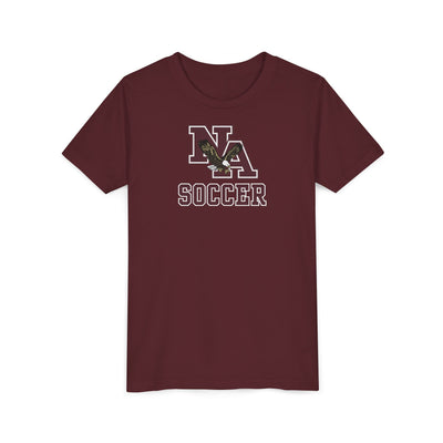Youth New Albany Classic Maroon Soccer Logo Graphic Short Sleeve Bella + Canvas Soft Tee