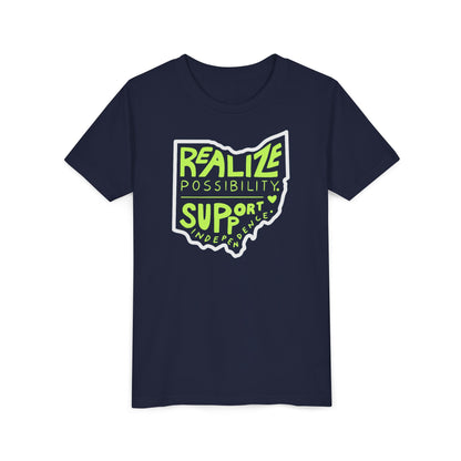 Youth Realize Possibility Support Independence Graphic Short Sleeve Soft Tee - Bridgeway Academy