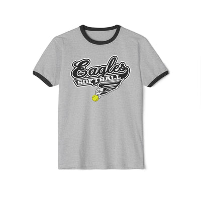 Adult Unisex Sporty Script Softball Eagles Graphic Short Sleeve Ringer Tee