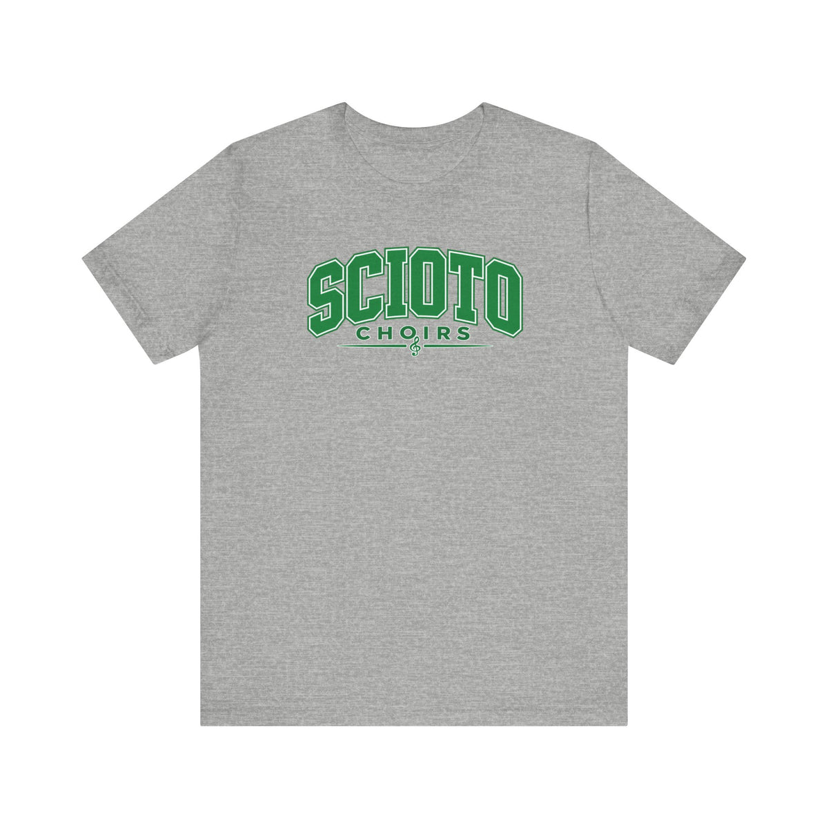 Adult Unisex Dublin Scioto Choirs Varsity Block Letter Graphic Short Sleeve Soft Tee