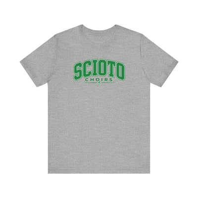 Adult Unisex Dublin Scioto Choirs Varsity Block Letter Graphic Short Sleeve Soft Tee