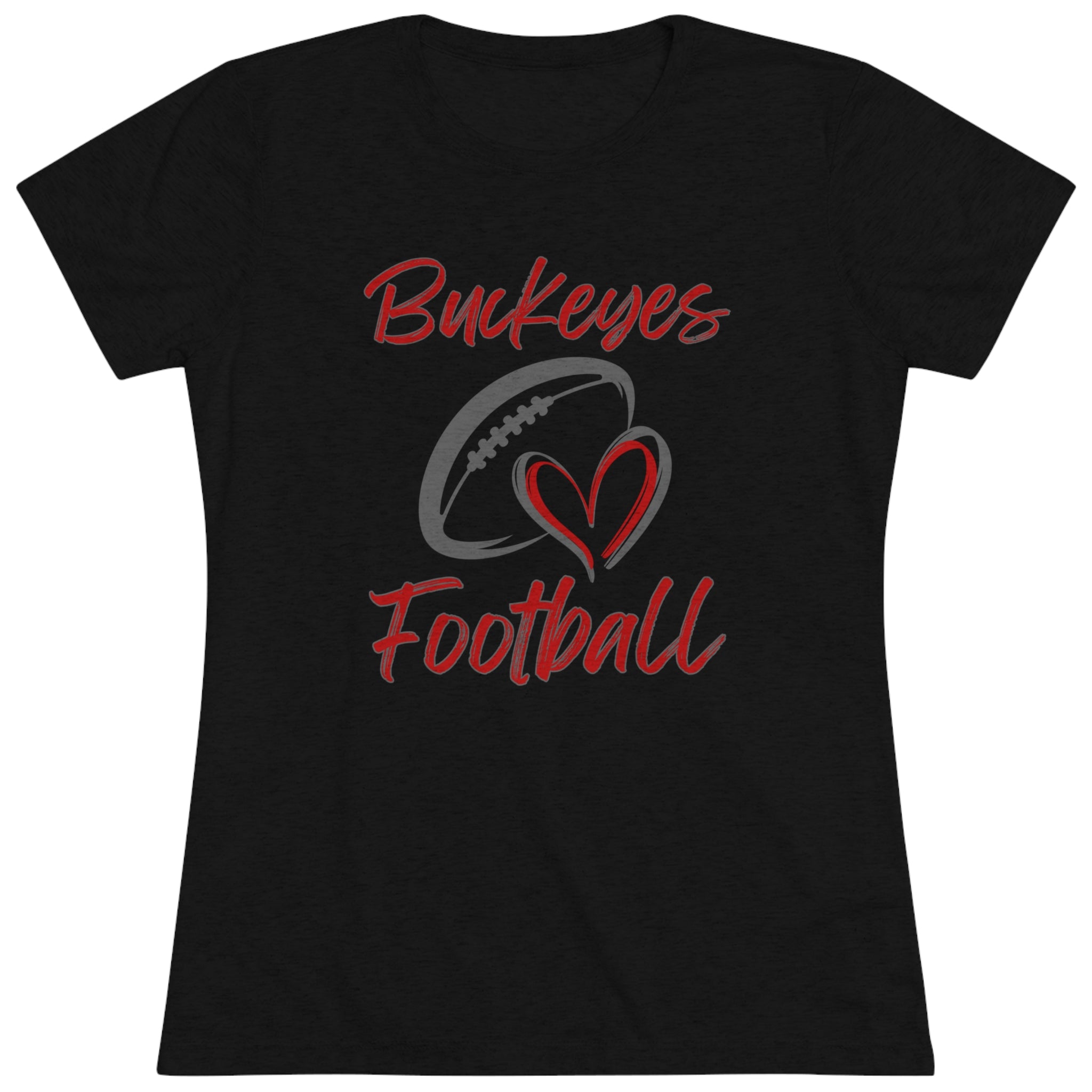 Women’s Super Soft Heart Buckeyes Football Short Sleeve Graphic Tee