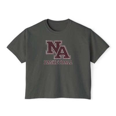 Women's New Albany Basketball Vintage Vibe Logo Graphic Boxy Crop Short Sleeve Tee