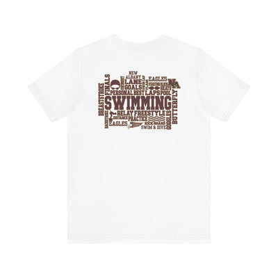 Adult Unisex Swim & Dive Classic Logo with Word Pool Back Graphic Soft Short Sleeve Tee