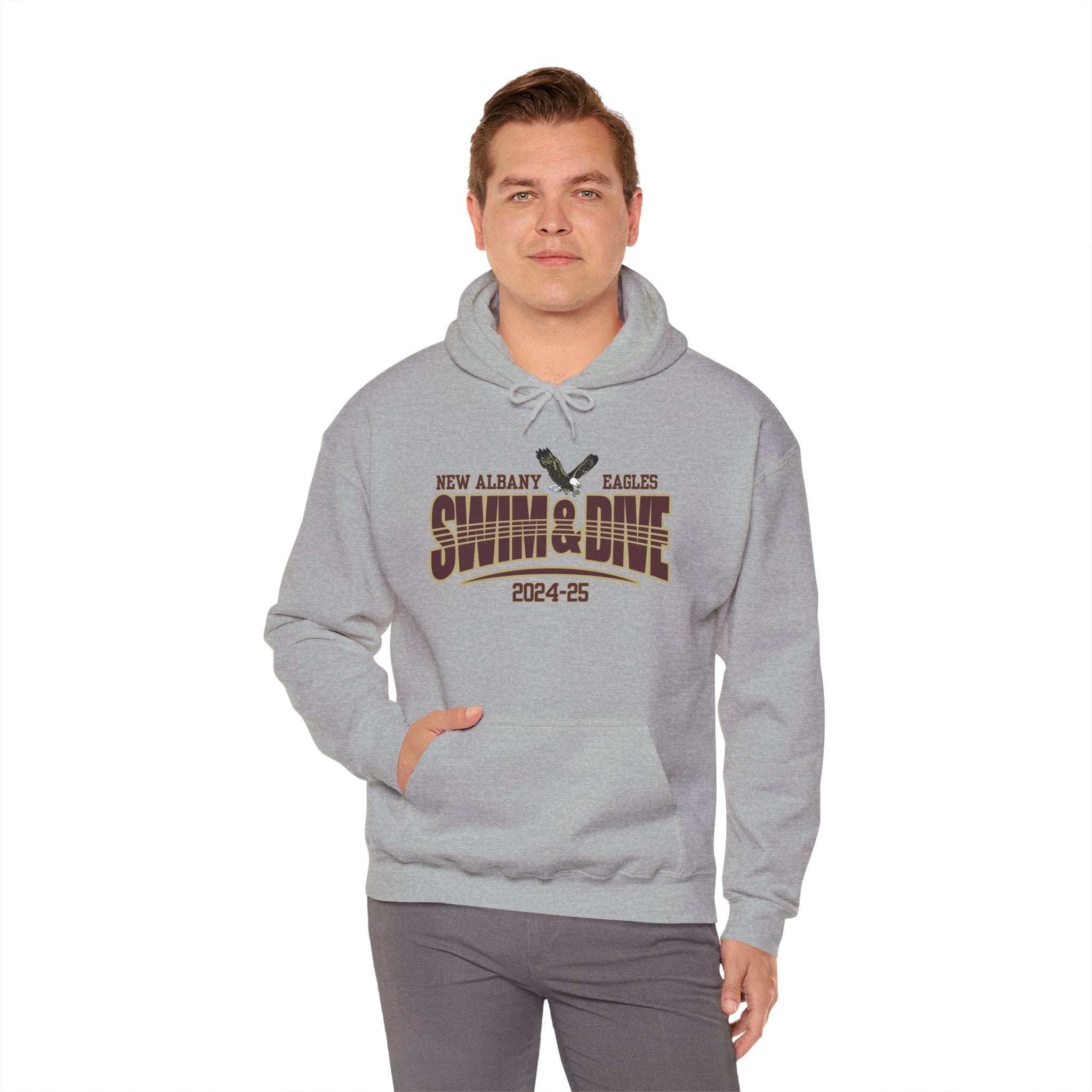 Adult Unisex Swim & Dive Dual Tone Eagles Effect Graphic Hoodie