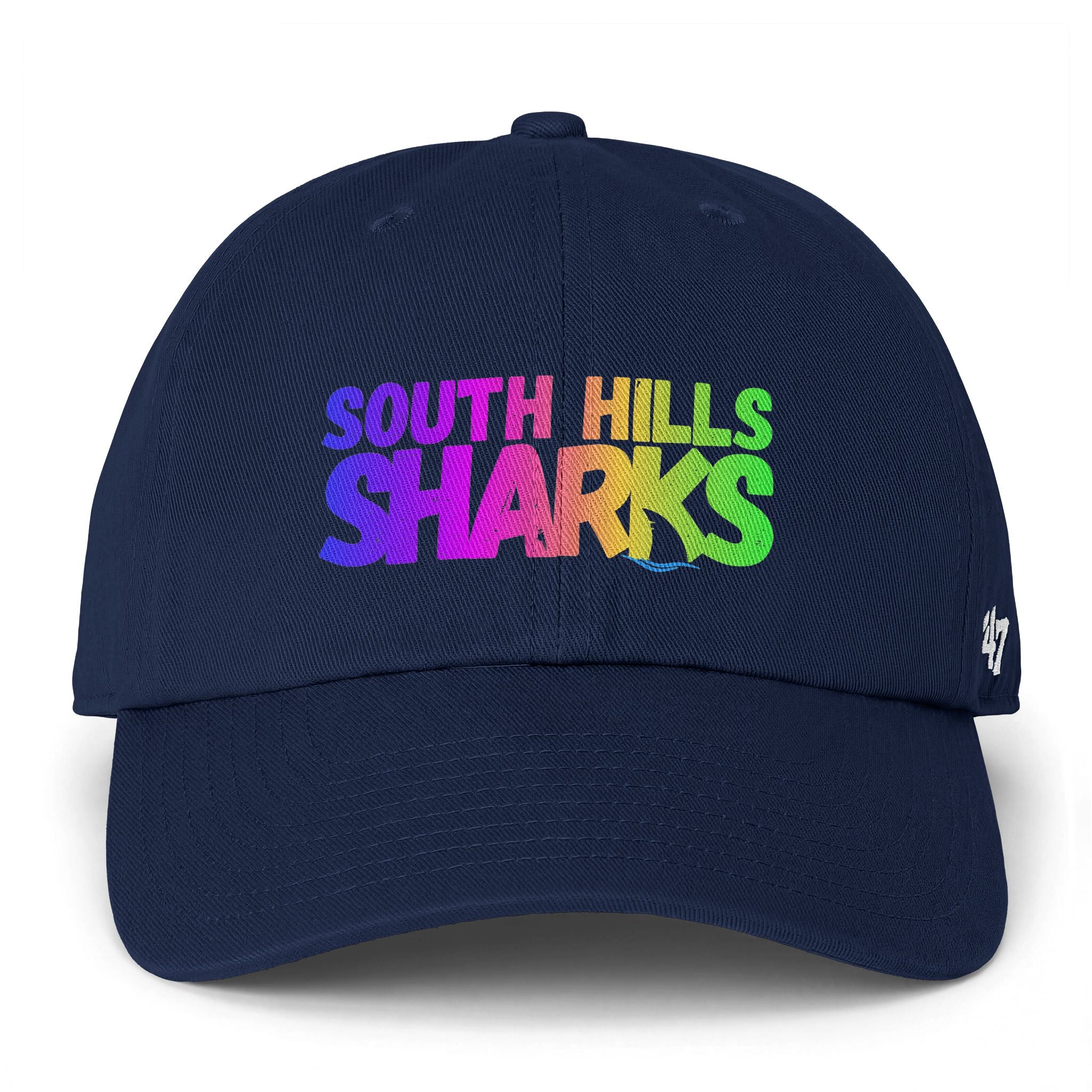 Adult Unisex South Hills Sharks Neon Rainbow Graphic 47 Brand Clean Up Cap