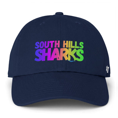 Adult Unisex South Hills Sharks Neon Rainbow Graphic 47 Brand Clean Up Cap