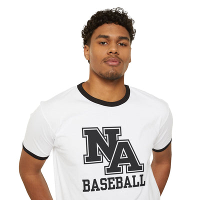 Adult Unisex Classic Black Logo Baseball Graphic Short Sleeve Ringer Tee