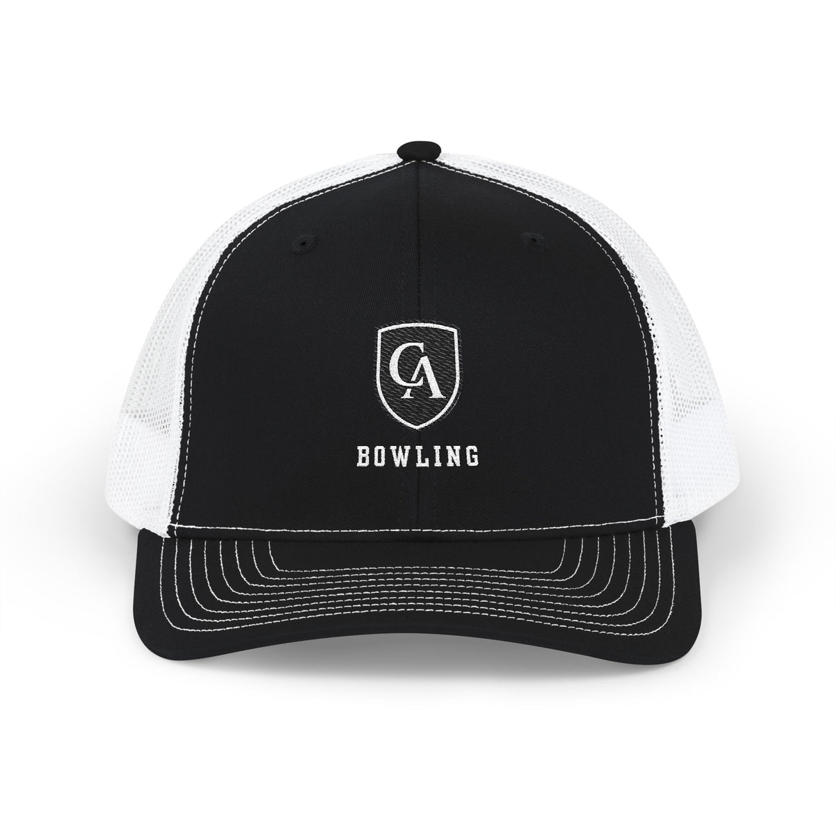 Adult Unisex Embroidered Columbus Academy Bowling Black Logo Richardson 112 Snapback Trucker Hat