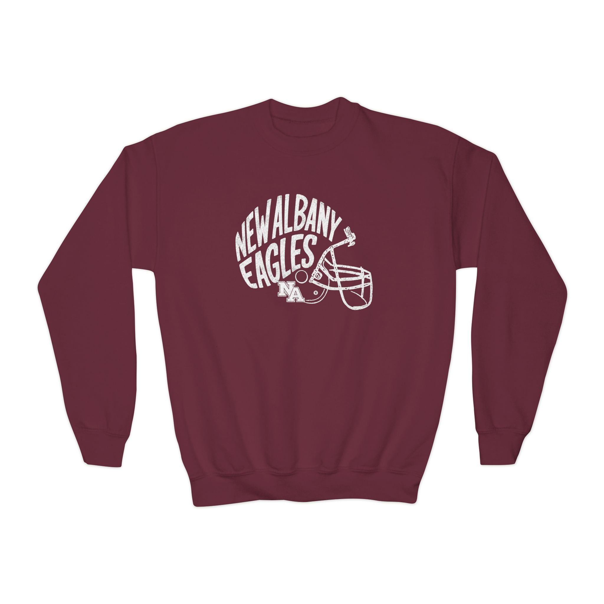 Youth New Albany Vintage Vibes Football Helmet Graphic Gildan Heavy Blend Sweatshirt