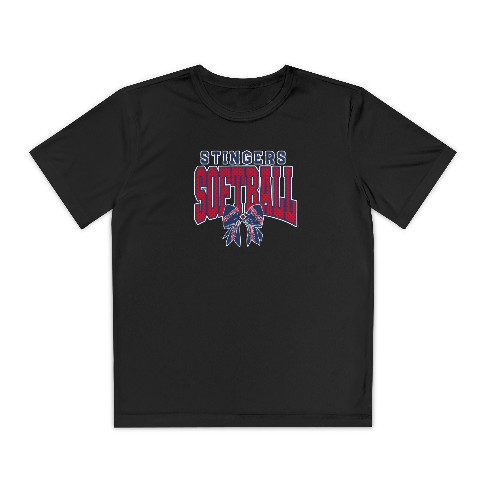 Youth Stingers Softball Stitched Bow Graphic Sport-Tek Competitor Performance Tee