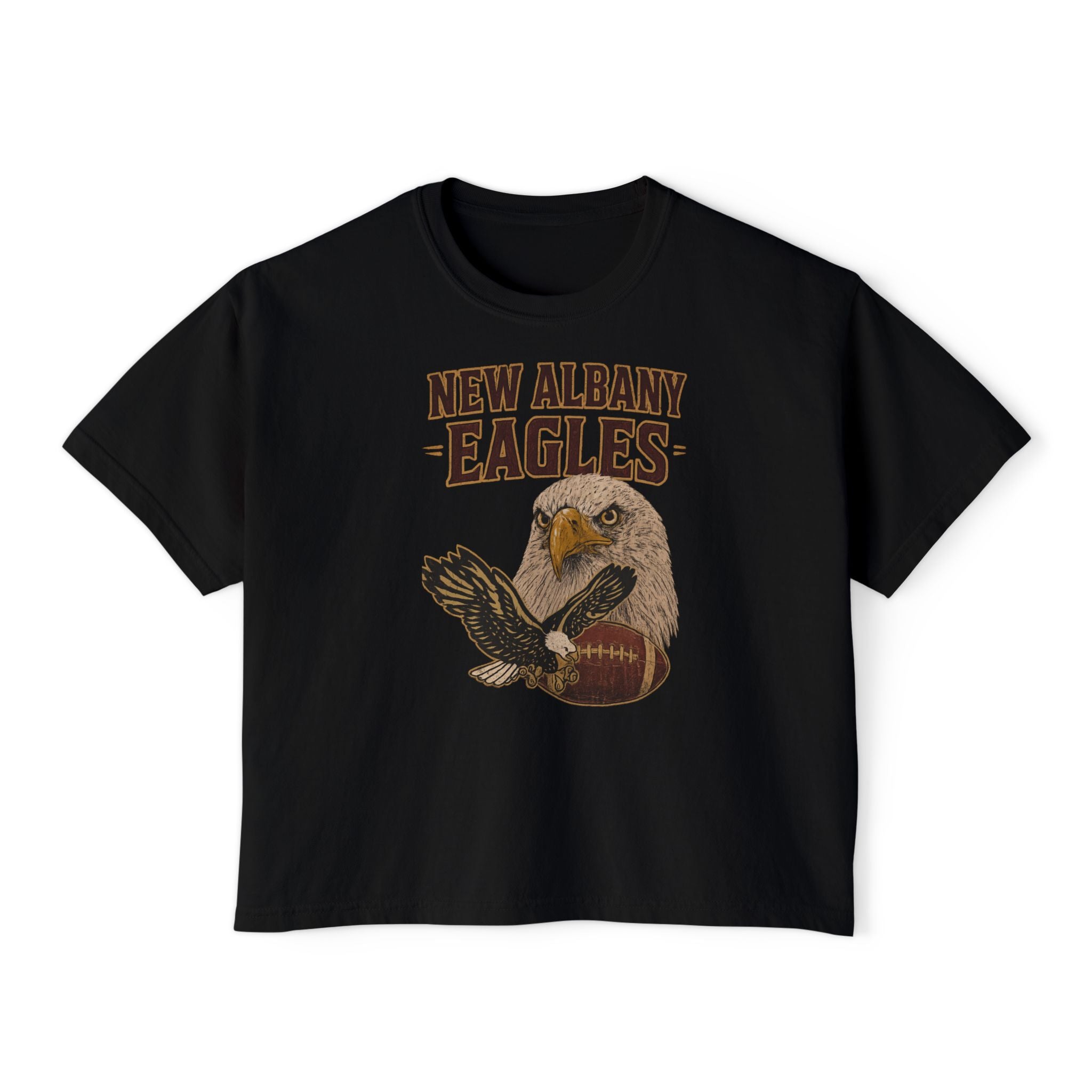 Women's New Albany Gridiron Eagle Graphic Boxy Crop Short Sleeve Tee