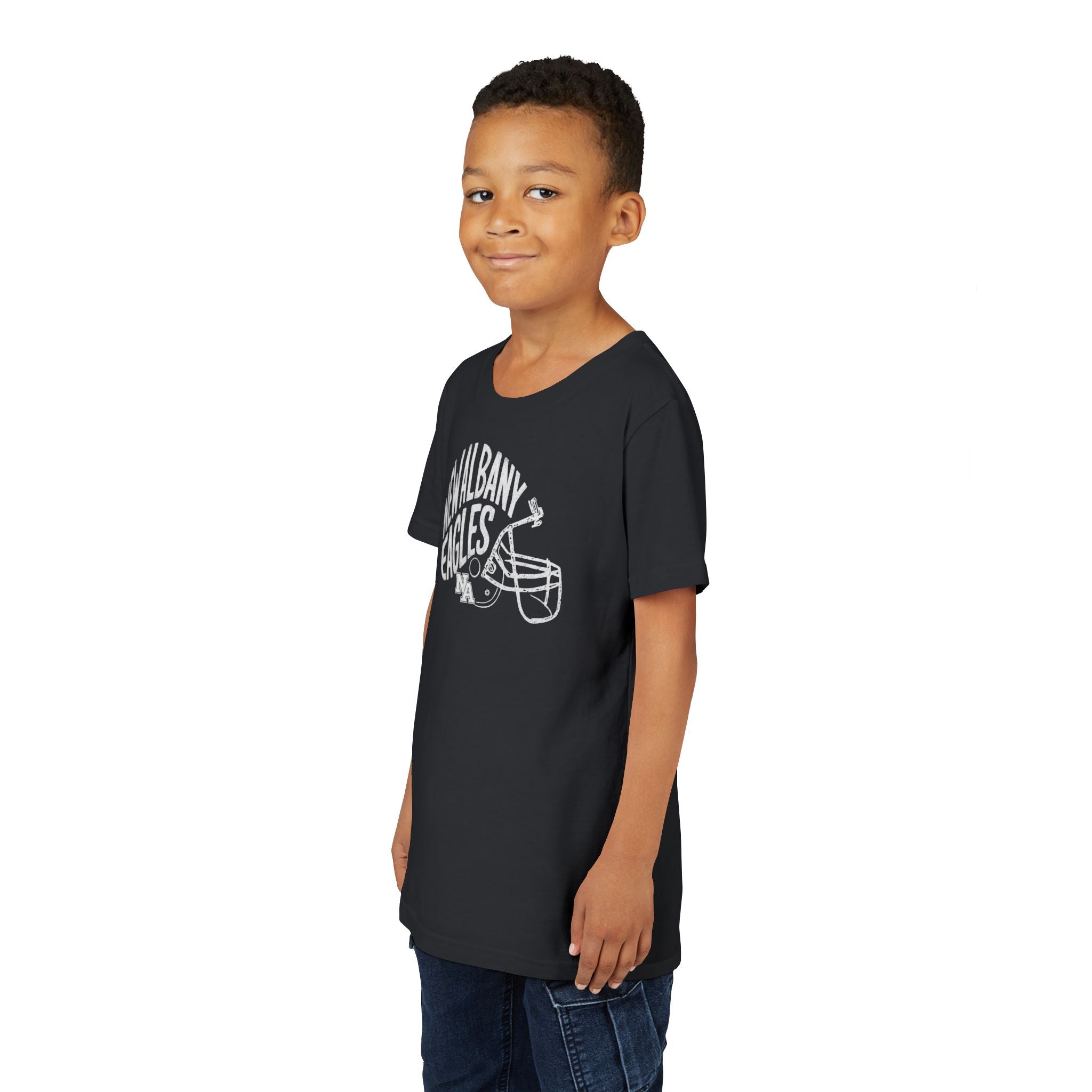 Youth New Albany Vintage Vibes Football Helmet Graphic Short Sleeve Bella + Canvas Soft Tee