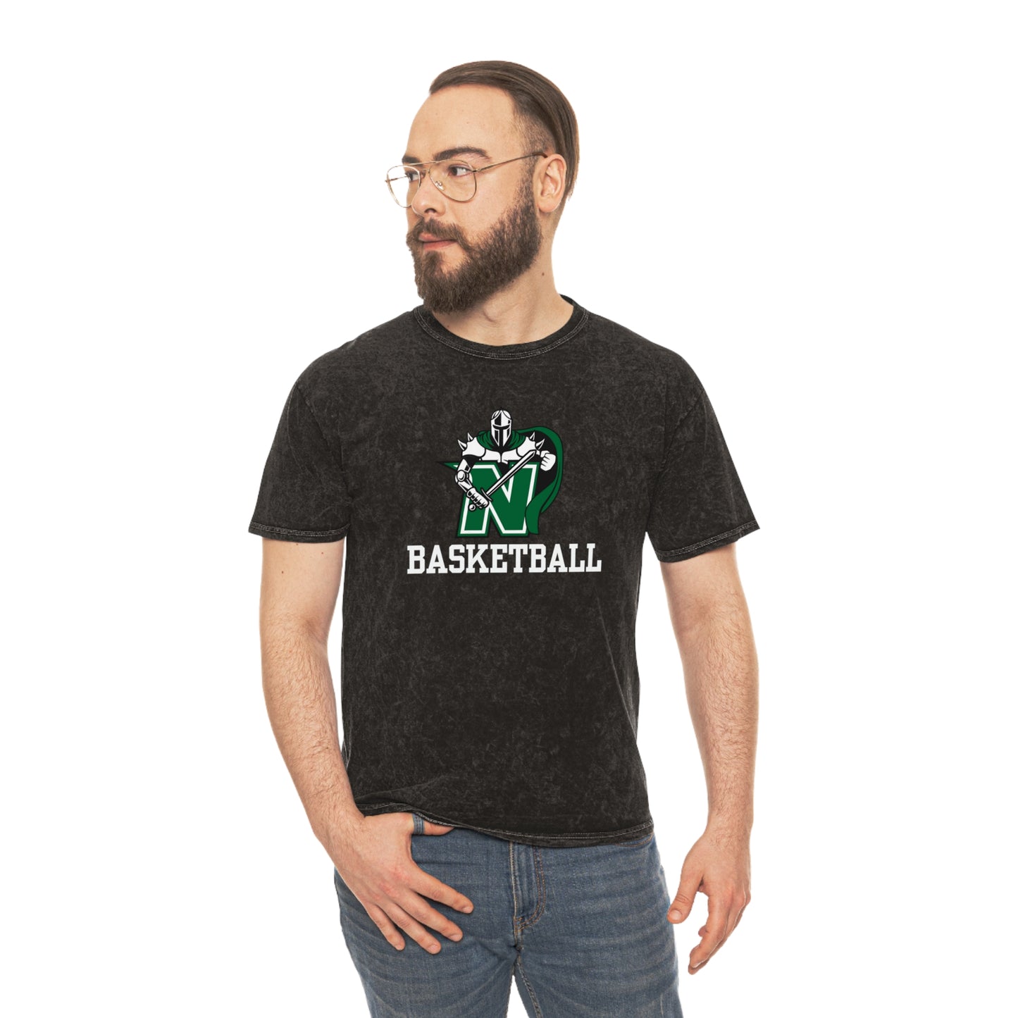 Adult Unisex Basketball Logo Mineral Wash Short Sleeve Graphic Tee - Nordonia Knights