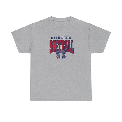 Adult Unisex Stingers Softball Stitched Bow Graphic Short Sleeve Gildan Heavy Tee