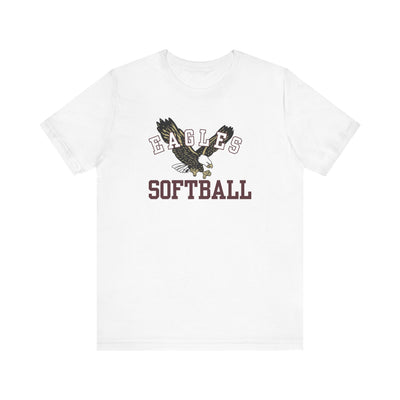 Adult Unisex Flying Softball Eagle Graphic Short Sleeve Soft Tee