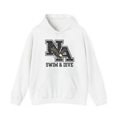 Adult Unisex Swim and Dive Black Vintage Distressed Logo Graphic Hoodie