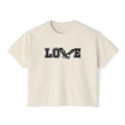 Women's Eagles Love Graphic Short Sleeve Boxy Crop Tee