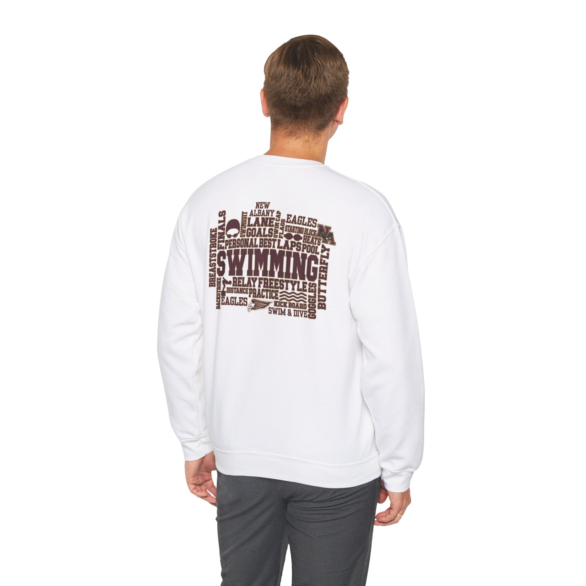 Adult Unisex Swim & Dive Classic Logo with Word Pool Back Graphic Sweatshirt