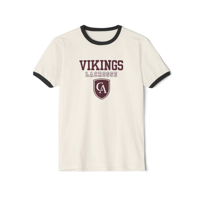 Adult Unisex Columbus Academy Vikings Lacrosse Graphic Short Sleeve Ringer Tee