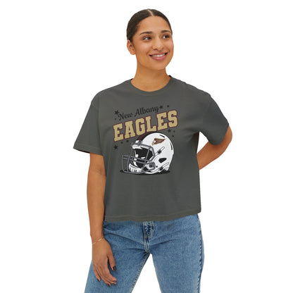 Women's New Albany Eagles Football Pride Graphic Boxy Crop Short Sleeve Tee