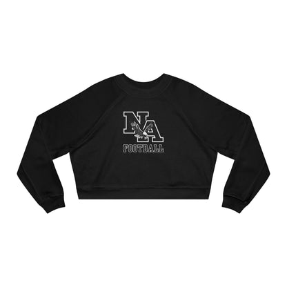 Women's Classic Logo Black Football Graphic Cropped Fleece Sweatshirt