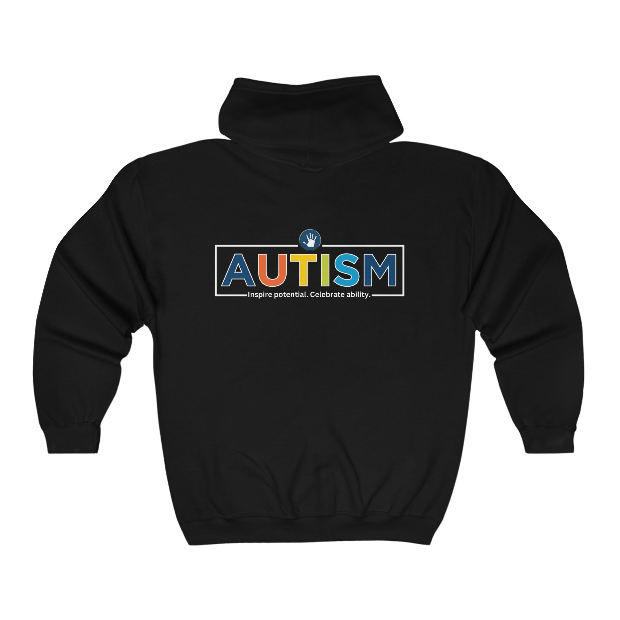 Adult Unisex "Autism Inspire Potential Celebrate Ability" Bridgeway Graphic Full Zip Hooded Sweatshirt Jacket