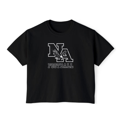 Women's Classic Logo Black Football Graphic Boxy Crop Short Sleeve Tee