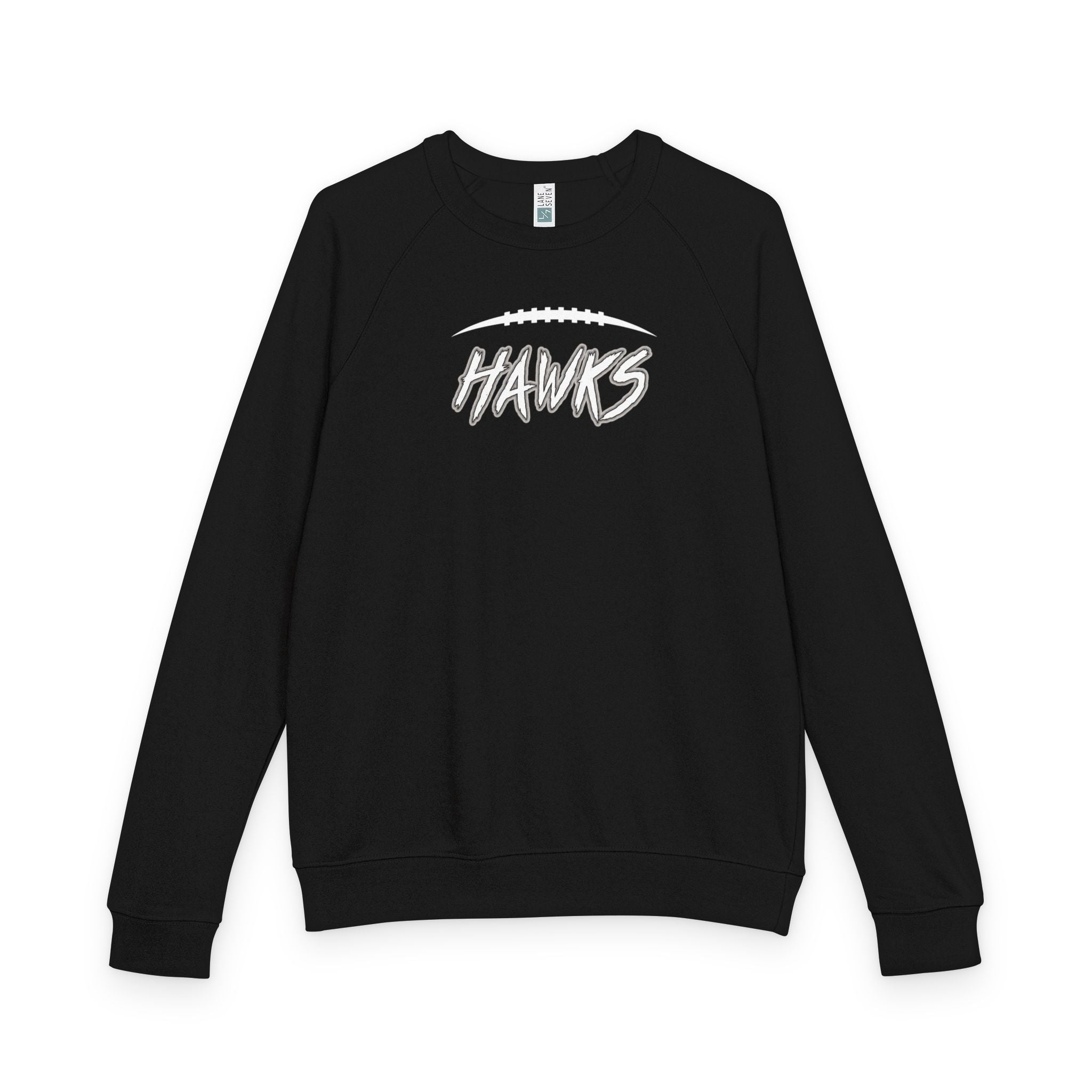 Adult Unisex Westerville Central Fighting Football Hawks Graphic French Terry Raglan Crewneck
