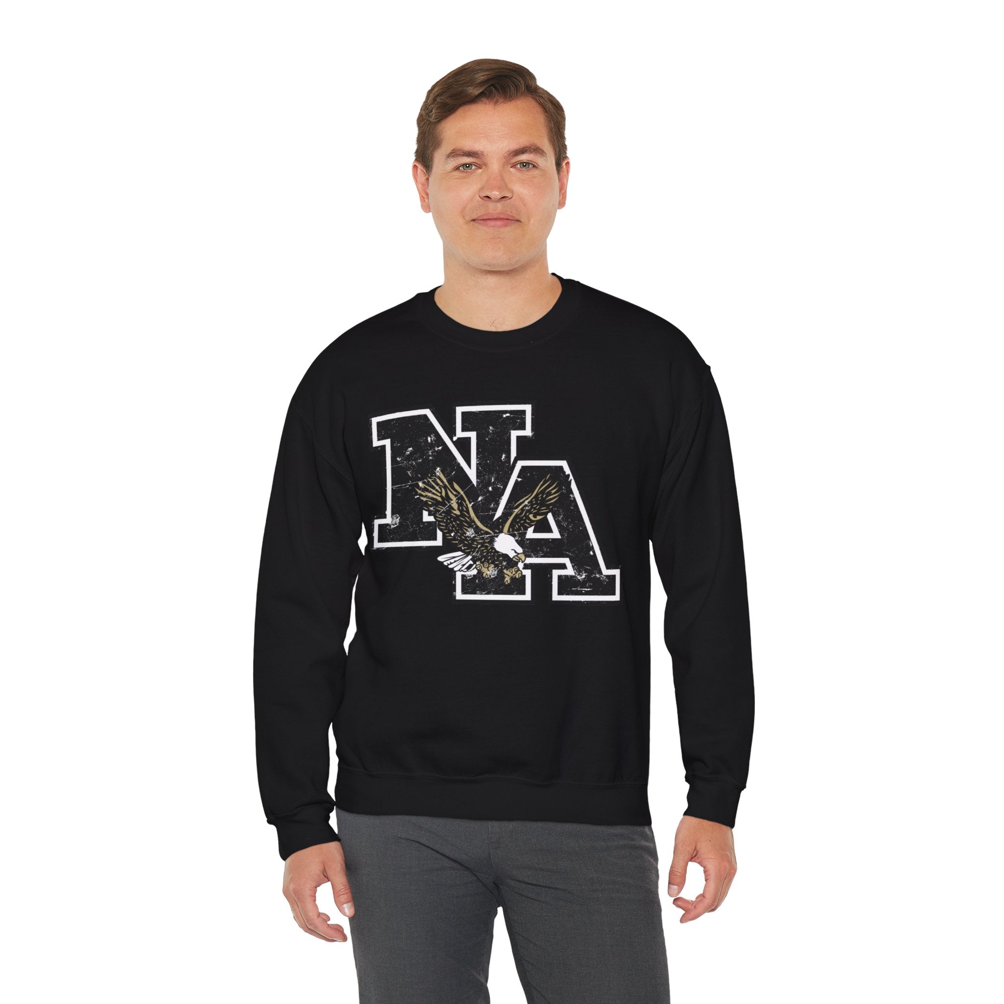 Adult Unisex Black Vintage Distressed Logo Graphic Sweatshirt