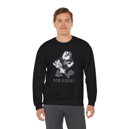 Adult Unisex New Albany Black and White Vintage Fighting Eagle Graphic Sweatshirt