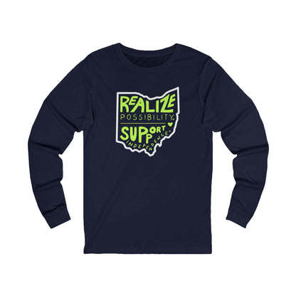 Adult Unisex Realize Possibility Support Independence Graphic Long Sleeve Soft Tee