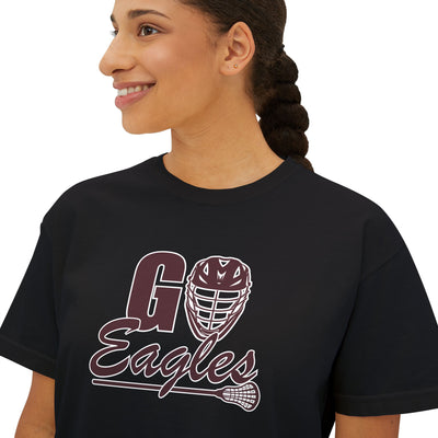 Women's Go Eagles Lacrosse Graphic Boxy Crop Short Sleeve Tee