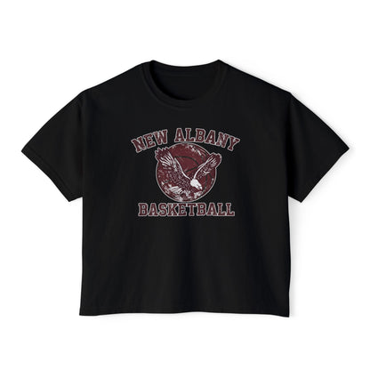 Women's New Albany Eagles Basketball Vintage Victory Graphic Boxy Crop Short Sleeve Tee