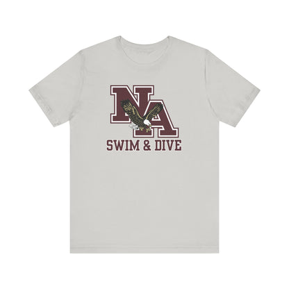 Adult Unisex Swim & Dive Classic Logo with DIVE REACH LIVE Back Graphic Soft Short Sleeve Tee