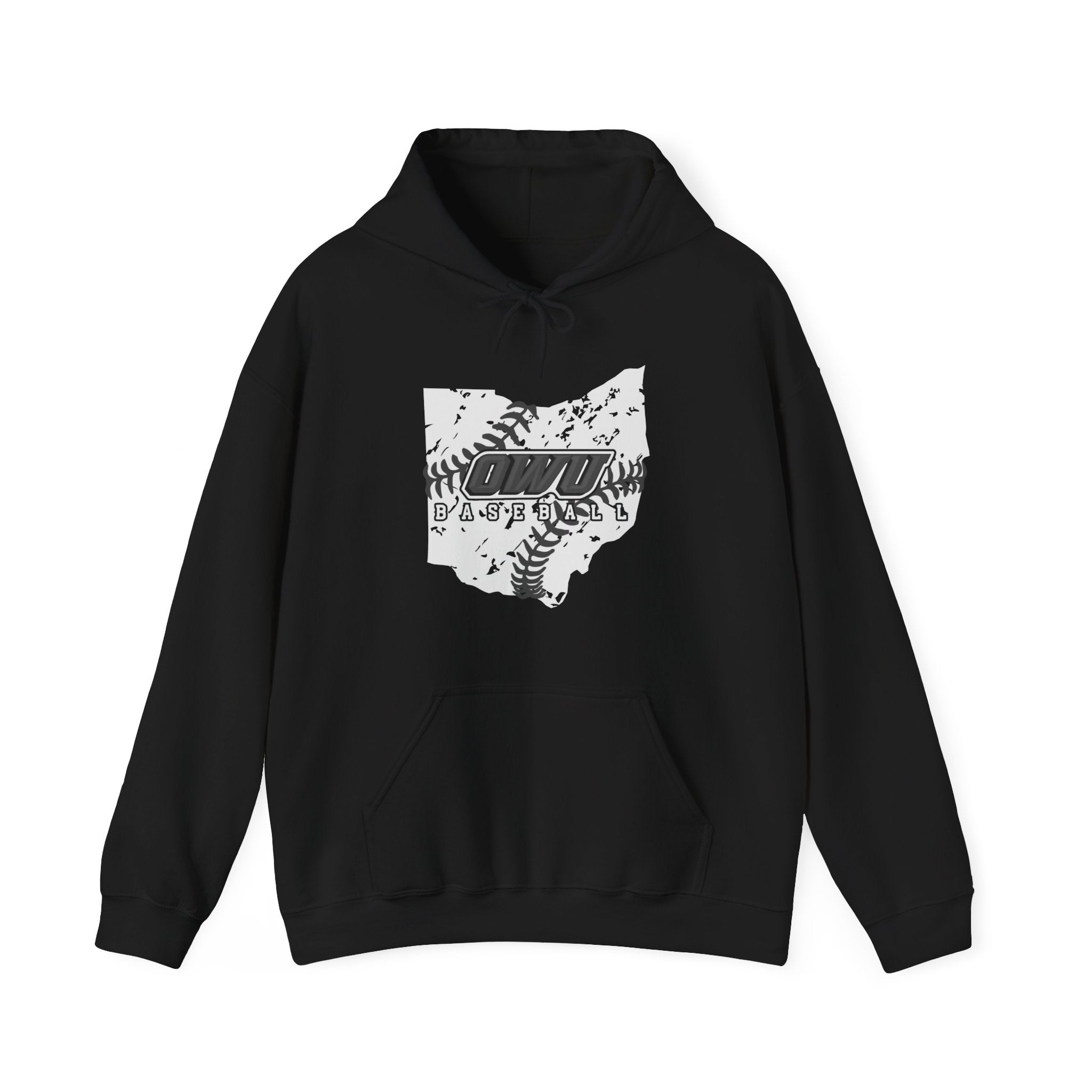 Adult Unisex OWU Baseball Stitches Distressed Ohio Graphic Hoodie