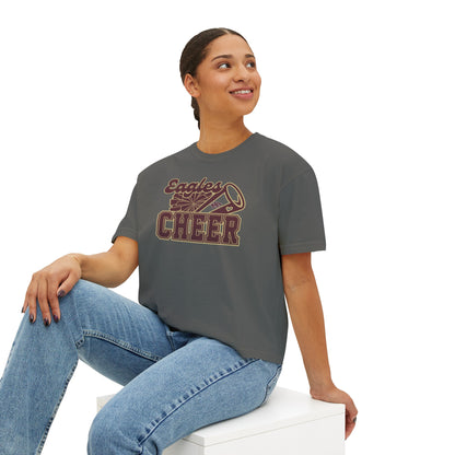 Women's Cheer Megaphone Boxy Crop Short Sleeve Graphic Tee - New Albany Eagles