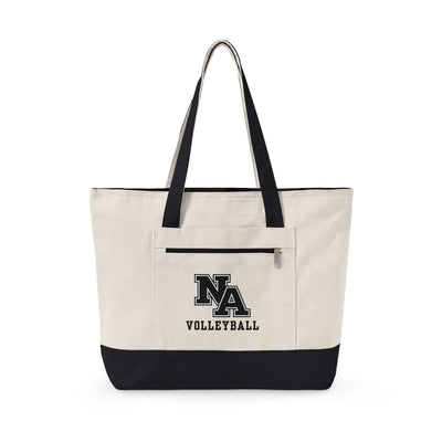 New Albany Classic Black Volleyball Logo Graphic Zippered Canvas Tote