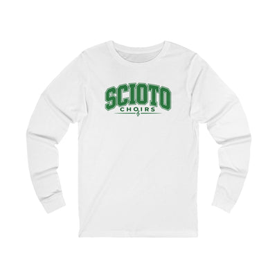 Adult Unisex Dublin Scioto Choirs Varsity Block Letter Graphic Long Sleeve Bella + Canvas Soft Tee