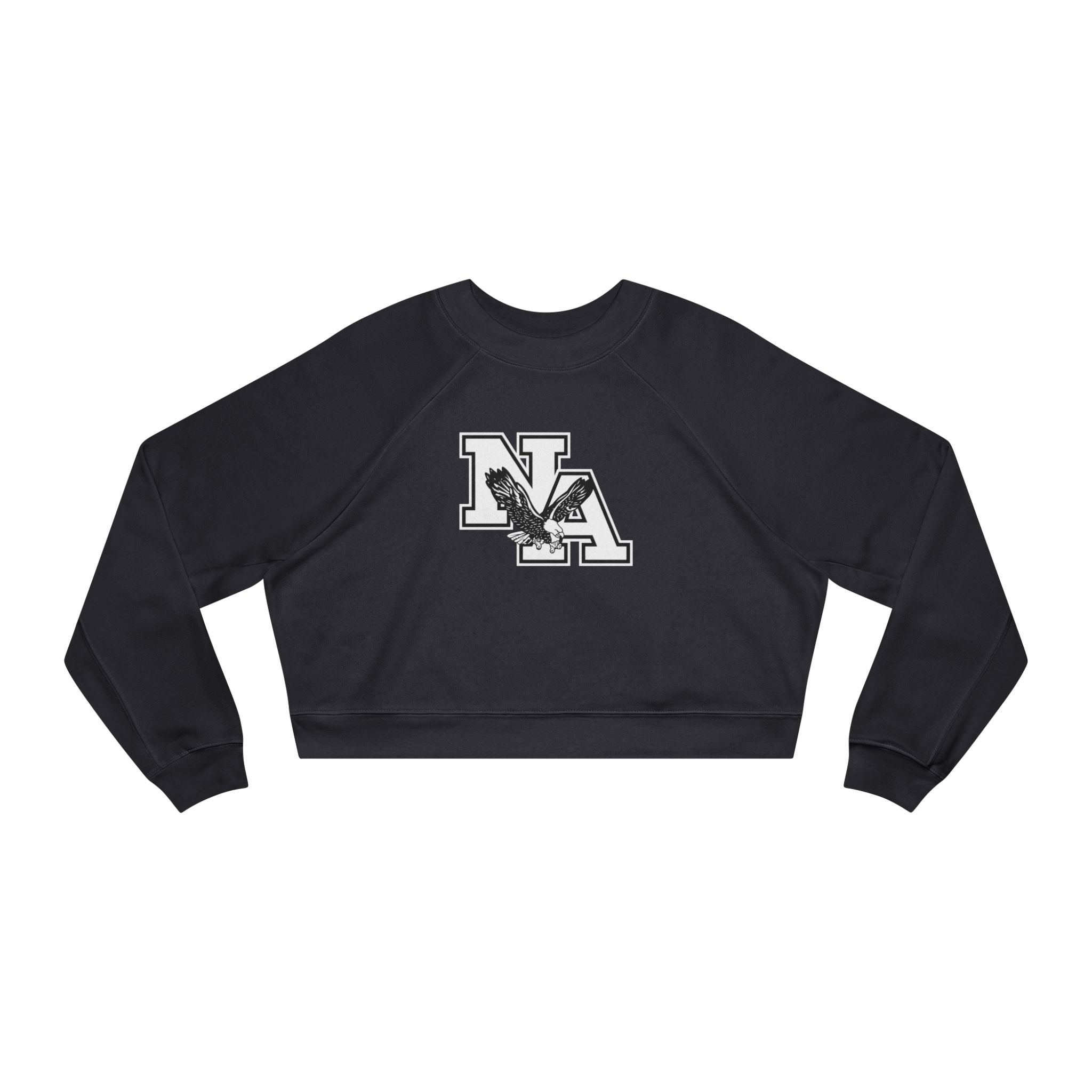 Women's White/Black Classic NA Logo Cropped Fleece Sweatshirt