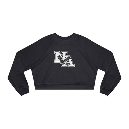 Women's White/Black Classic NA Logo Cropped Fleece Sweatshirt