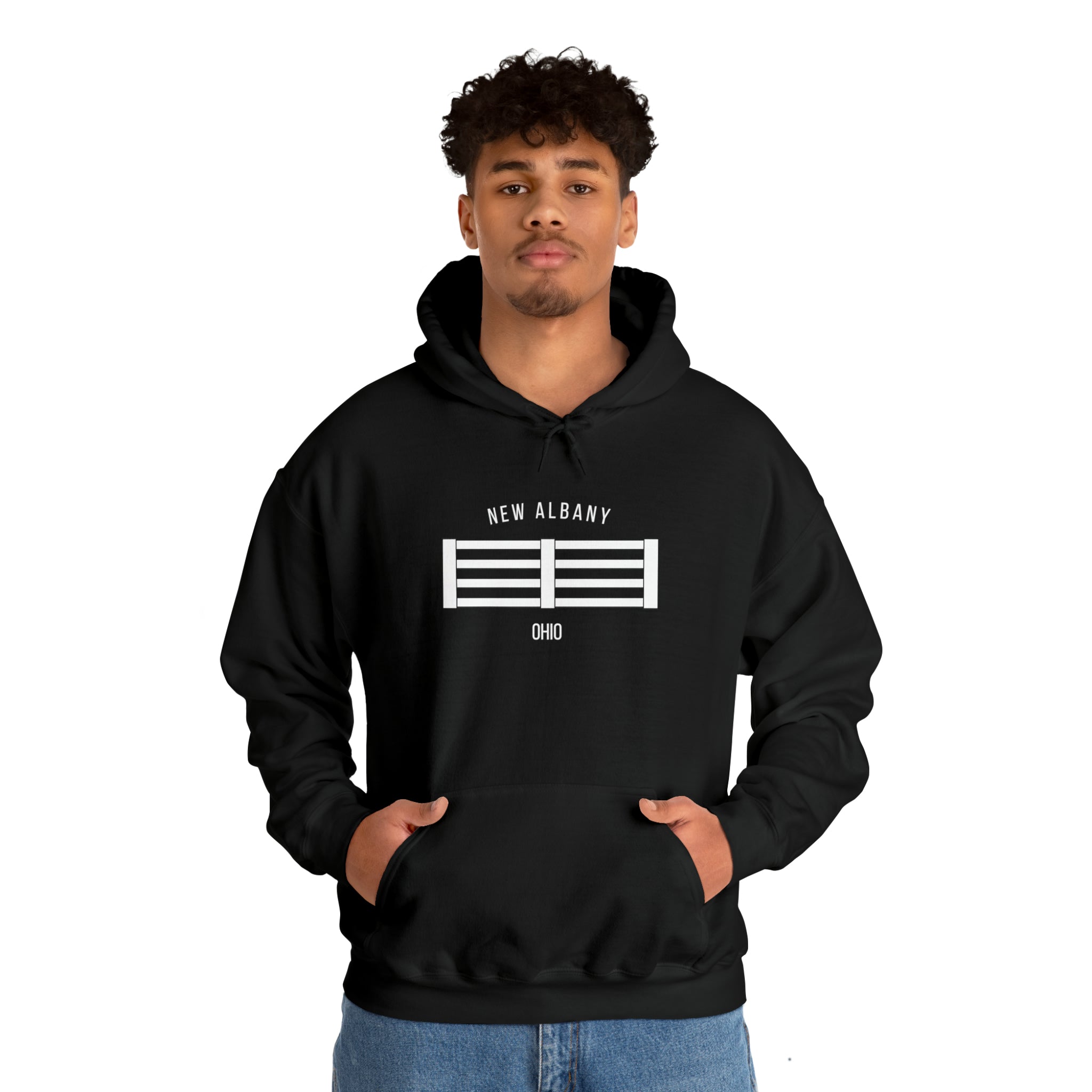 Adult Unisex City Fence Graphic Hoodie - New Albany