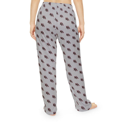 Women's Pajama Pant in Grey with Allover Classic Maroon Logo Print