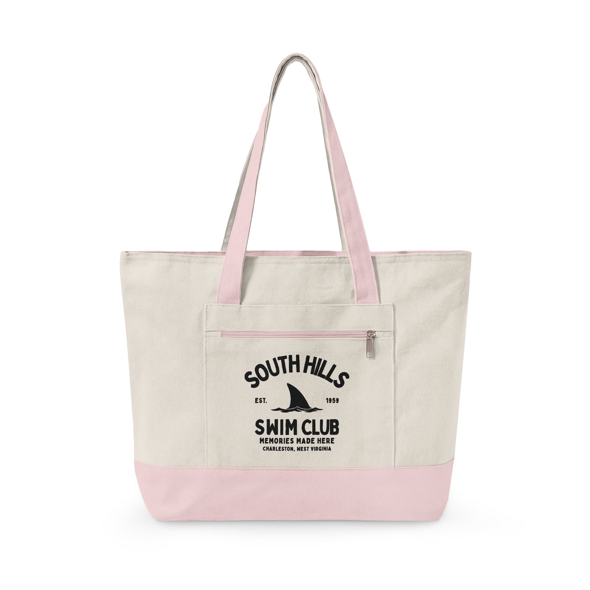 South Hills Swim Club Heritage Graphic Large Zippered Canvas Tote