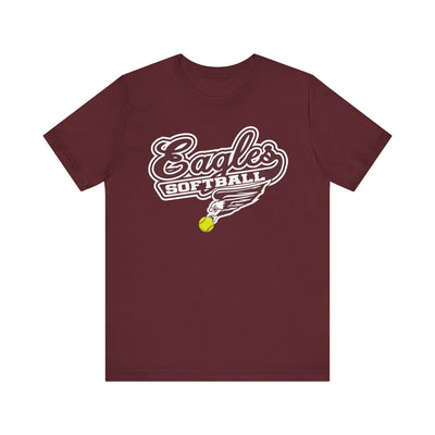 Adult Unisex Sporty Script Softball Eagles Graphic Short Sleeve Soft Tee